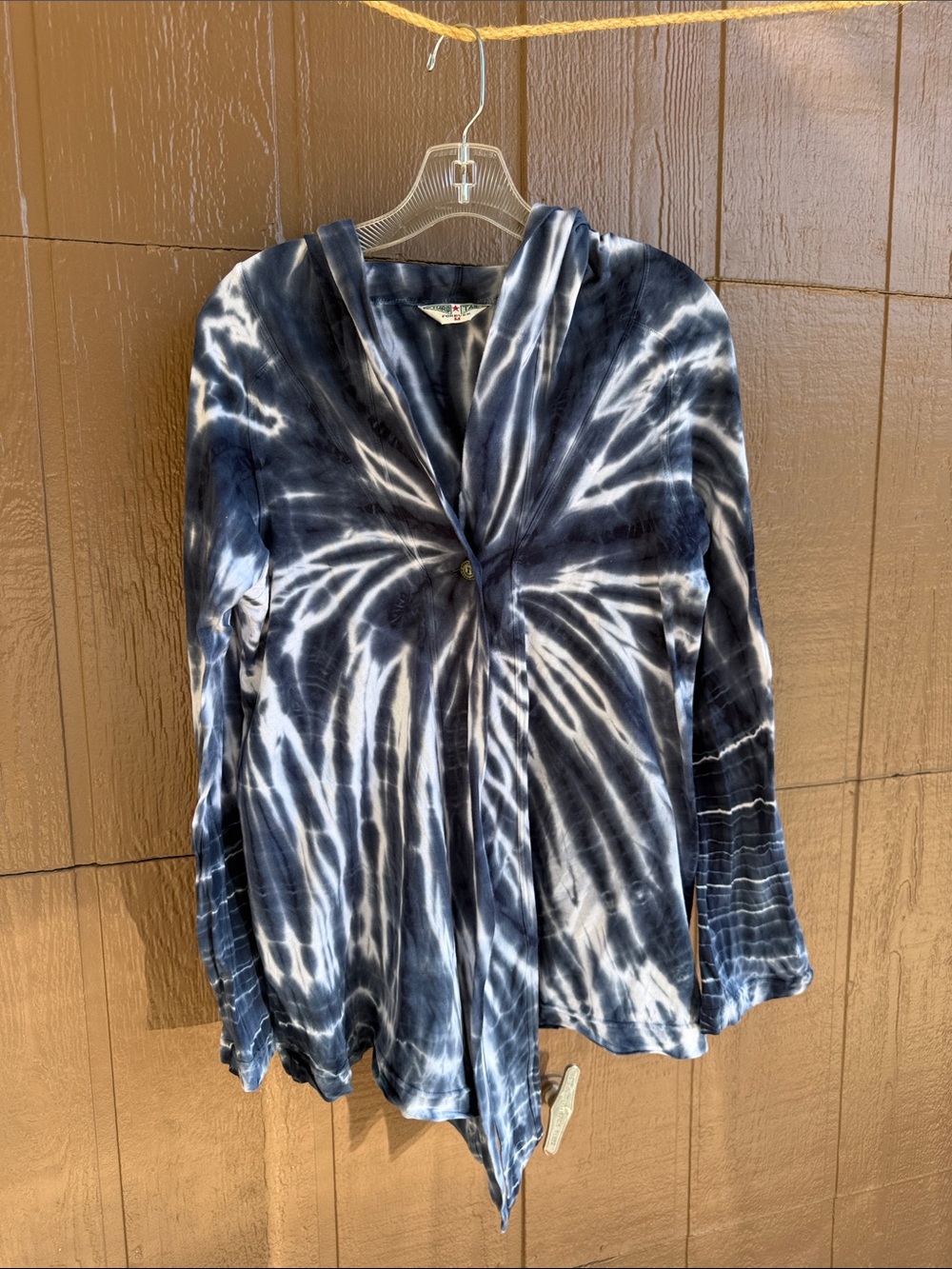 Hard Tail Navy & White Tie-Dye Hooded Cardigan